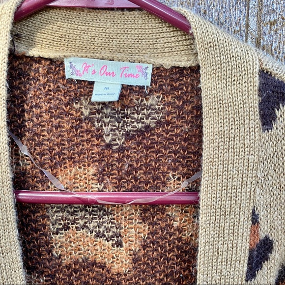 It’s Our Time Leopard Long Cardigan Sweater Medium - Picture 3 of 11